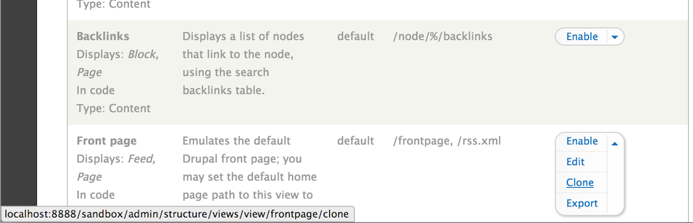 Screen Shot: Creating new Views